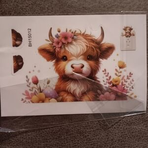 Cute Cow Floral Art Wall Decal
